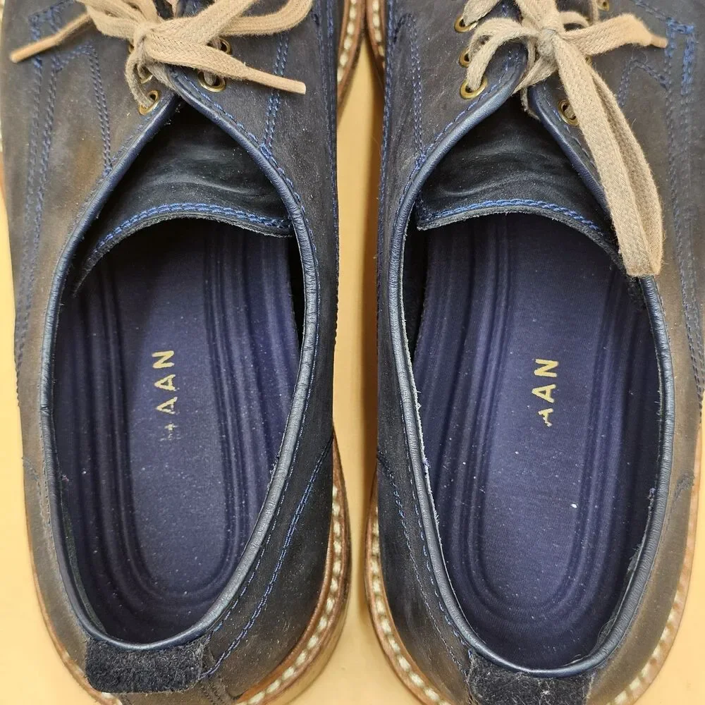 Cole Haan C25105 Tyler Grand Plain Toe Oxford Derby Leather Shoes Size 10.5 Navy